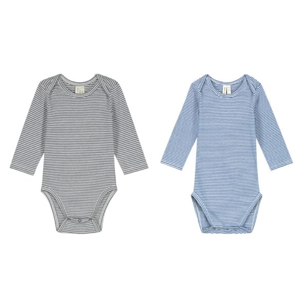 Gray Label romper met lange mouwen gestreept blue moon, blue grey